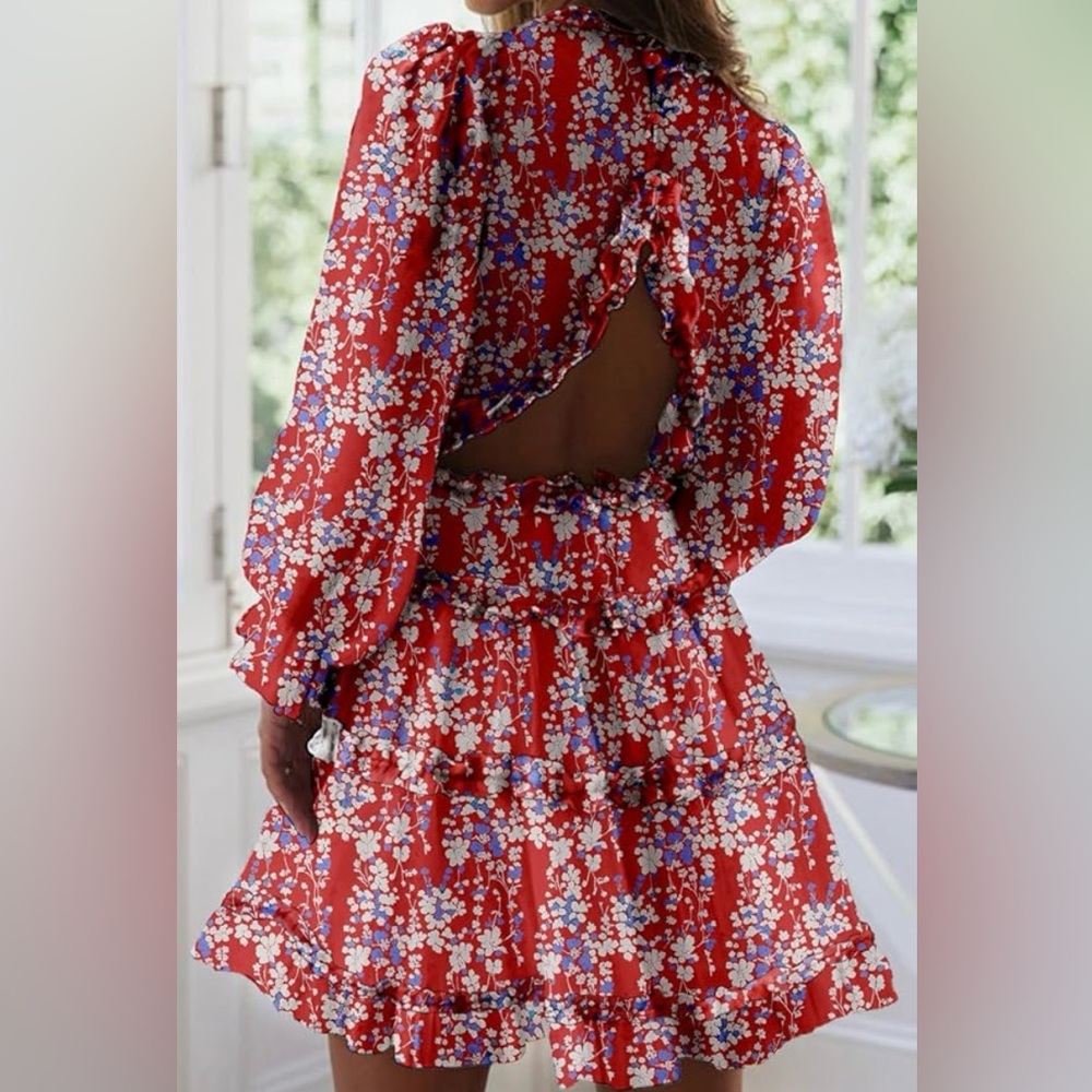 Floral Red Dress - Picture 2 of 2